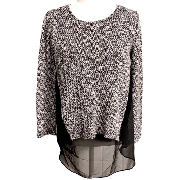 BAR III TWEED LAYERED PULLOVER TOP SMALL - Picture 2 of 8